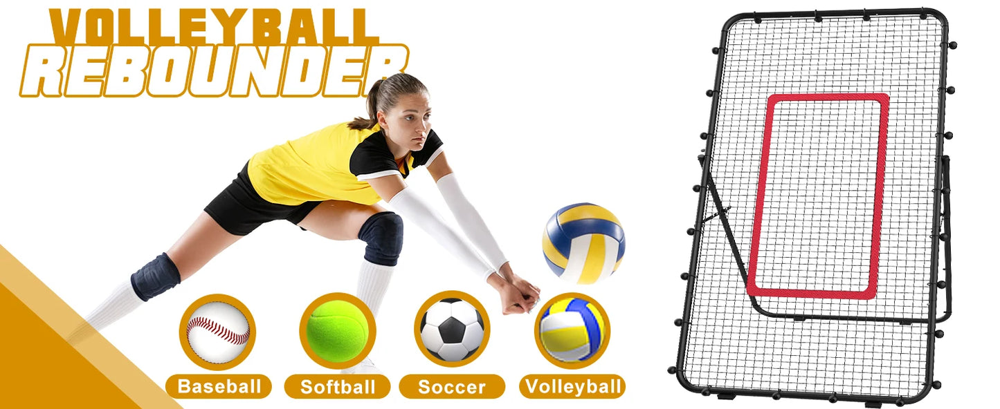 Adjustable 7x4ft Volleyball Net - Multi-Sport Rebounder for Lacrosse/Baseball/Soccer/Tennis, Backyard Hitting & Serving Practice