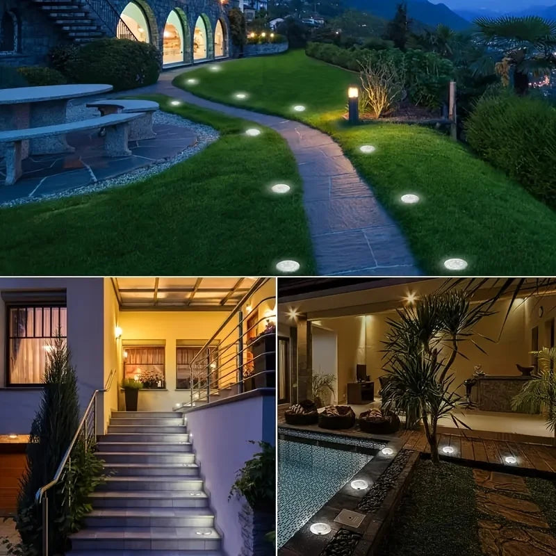 Mini Solar Ground Lights, 8 Pack Solar Lights Outdoor Waterproof, Pathway Lights Solar Powered