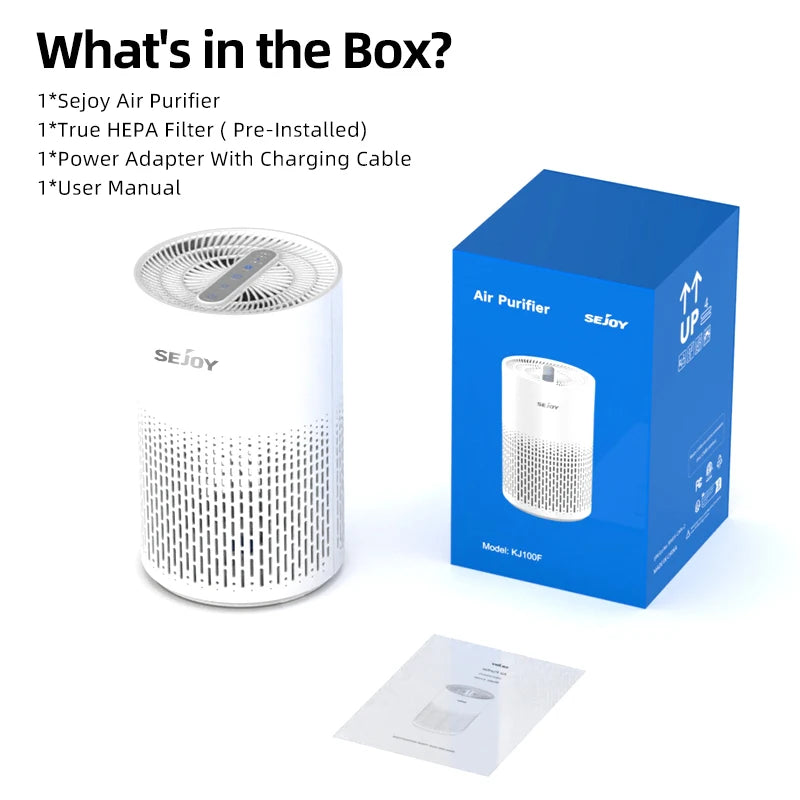 Sejoy Air Purifiers for Bedroom H13 True HEPA Air Filter,4 Speeds,Timer,Quiet Air Cleaner for Home, Office, Living Room