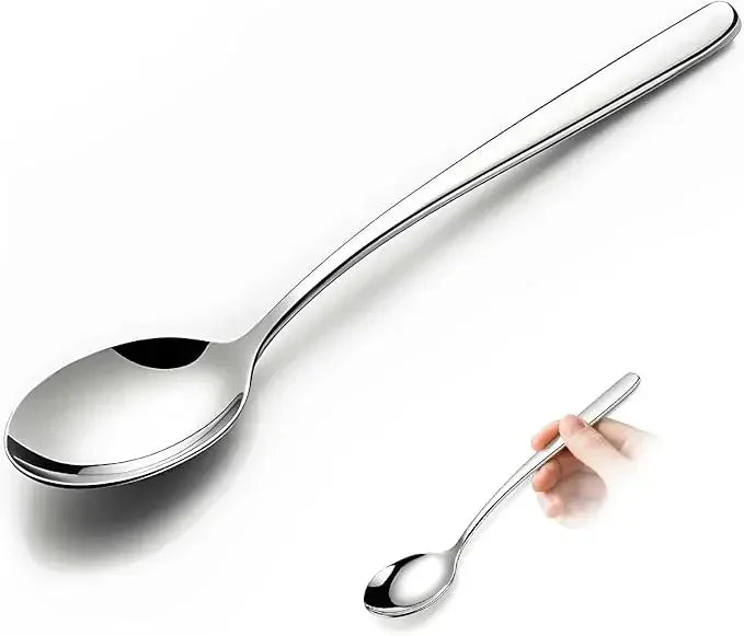 Set of 5 Premium Korean Soup Spoons, 8 Inch 18/10 Stainless Steel Long Handle Rice and Asian Spoon for Home, Kitchen, Restaurant