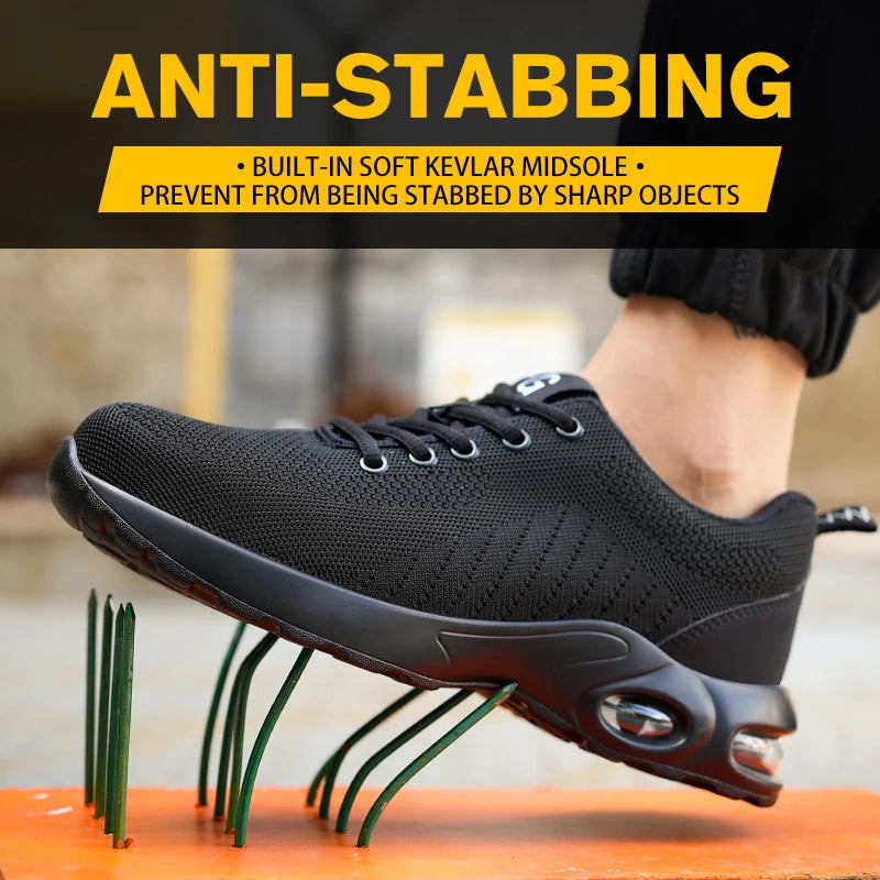 Fashionable Breathable Soft Sole Air Cushion Anti Smash Anti Puncture Work Shoes
