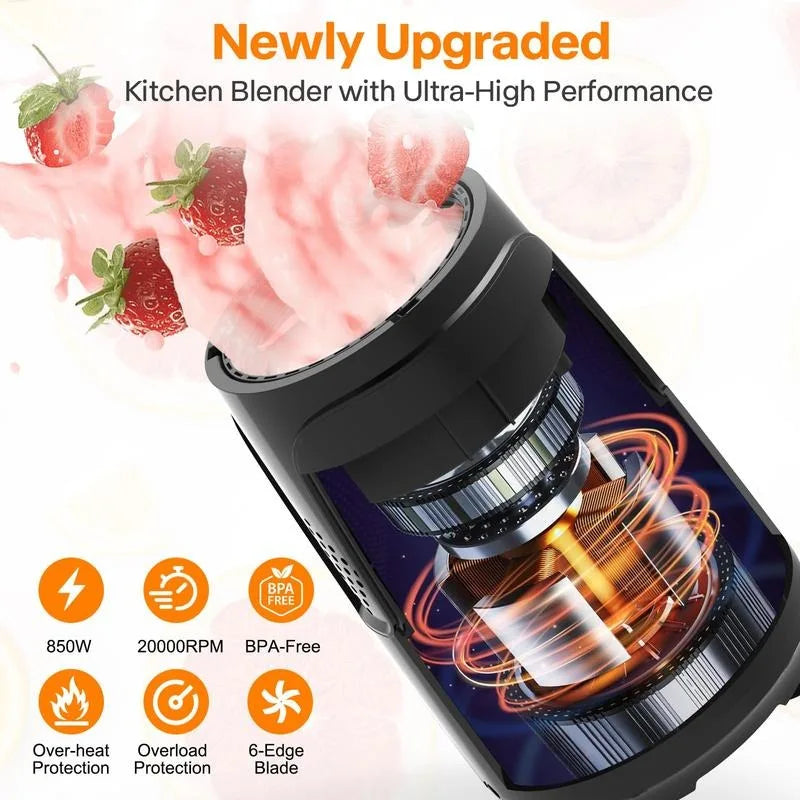 Kitchen Blender for Smoothies,850W,Shakes, and Juices – Personal Blender & Grinder Combo with 2-3 BPA-Free Portable Cups