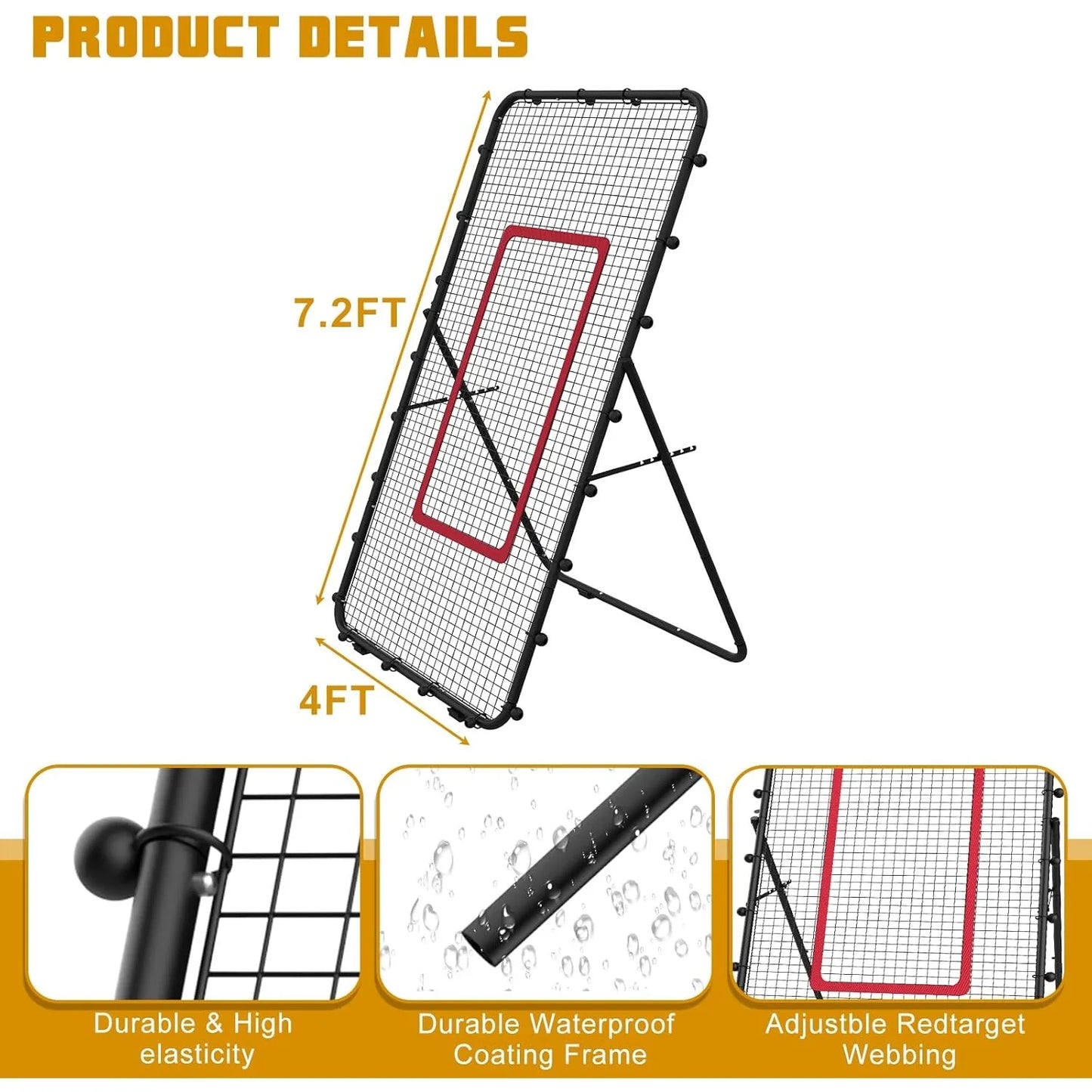 Adjustable 7x4ft Volleyball Net - Multi-Sport Rebounder for Lacrosse/Baseball/Soccer/Tennis, Backyard Hitting & Serving Practice