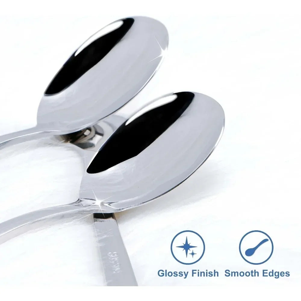 Set of 5 Premium Korean Soup Spoons, 8 Inch 18/10 Stainless Steel Long Handle Rice and Asian Spoon for Home, Kitchen, Restaurant