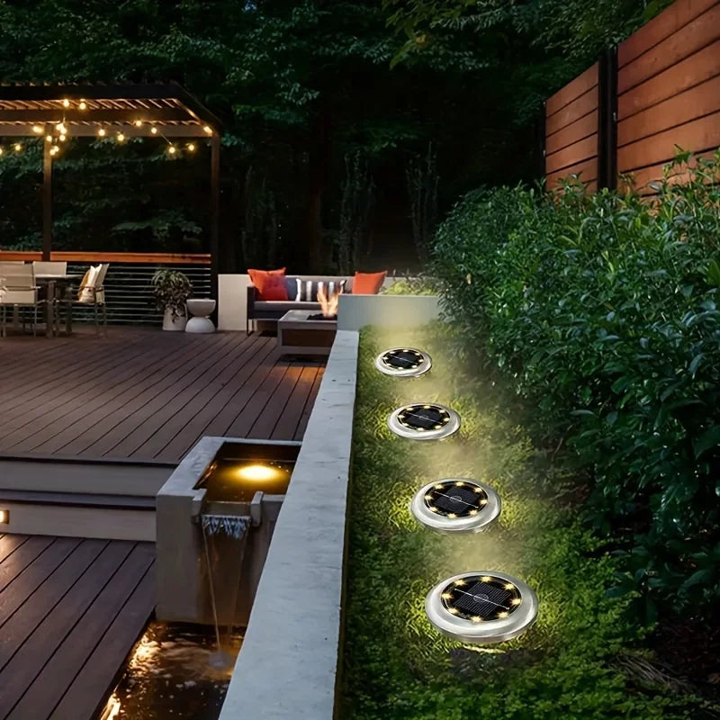 Mini Solar Ground Lights, 8 Pack Solar Lights Outdoor Waterproof, Pathway Lights Solar Powered