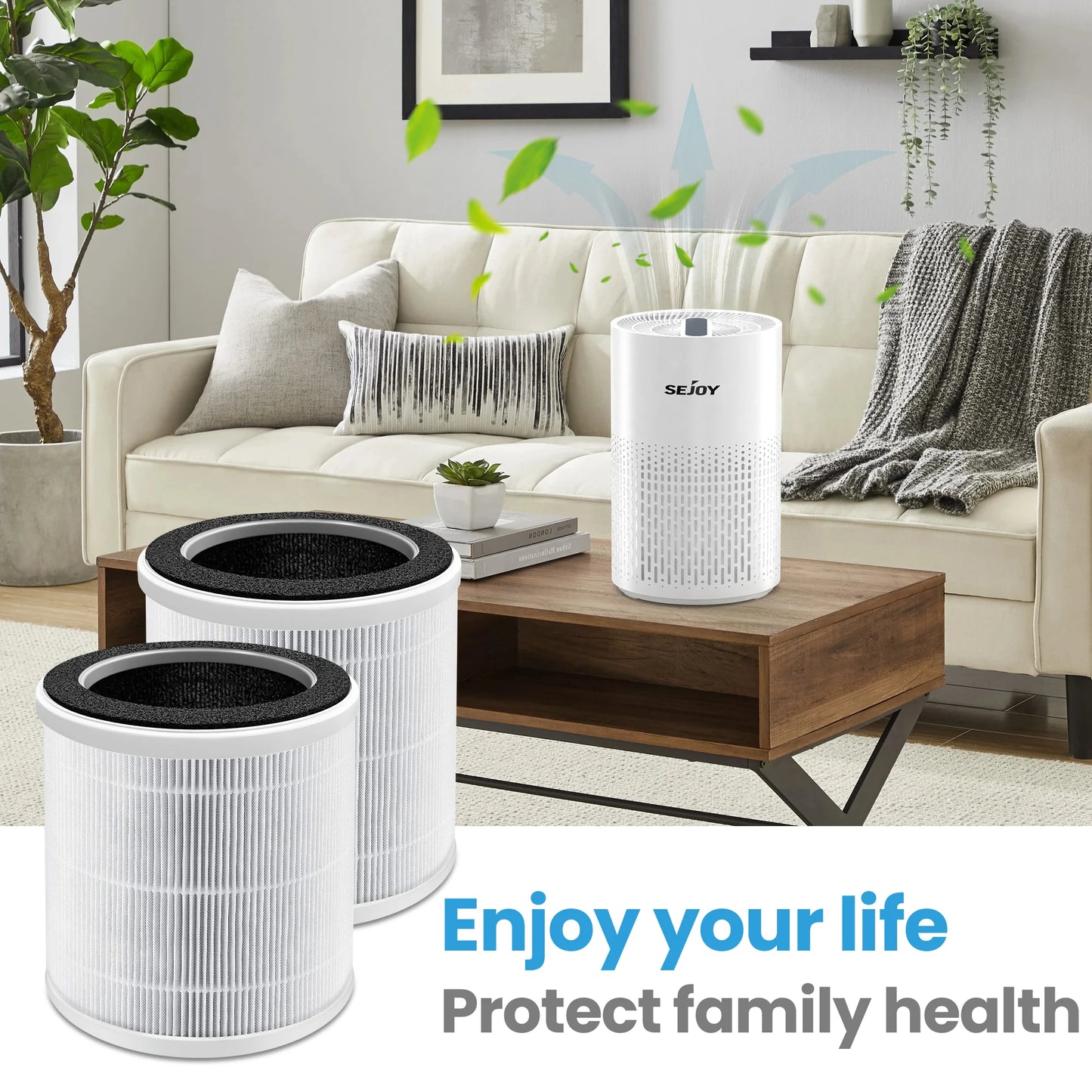 Sejoy Air Purifiers for Bedroom H13 True HEPA Air Filter,4 Speeds,Timer,Quiet Air Cleaner for Home, Office, Living Room