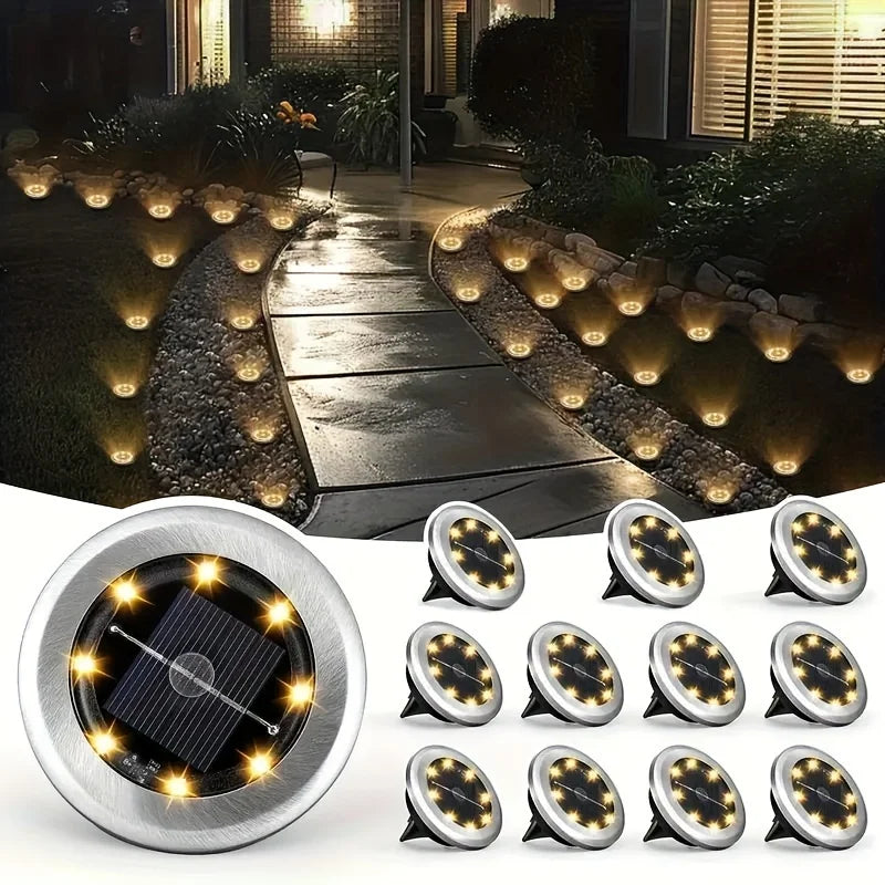 Mini Solar Ground Lights, 8 Pack Solar Lights Outdoor Waterproof, Pathway Lights Solar Powered