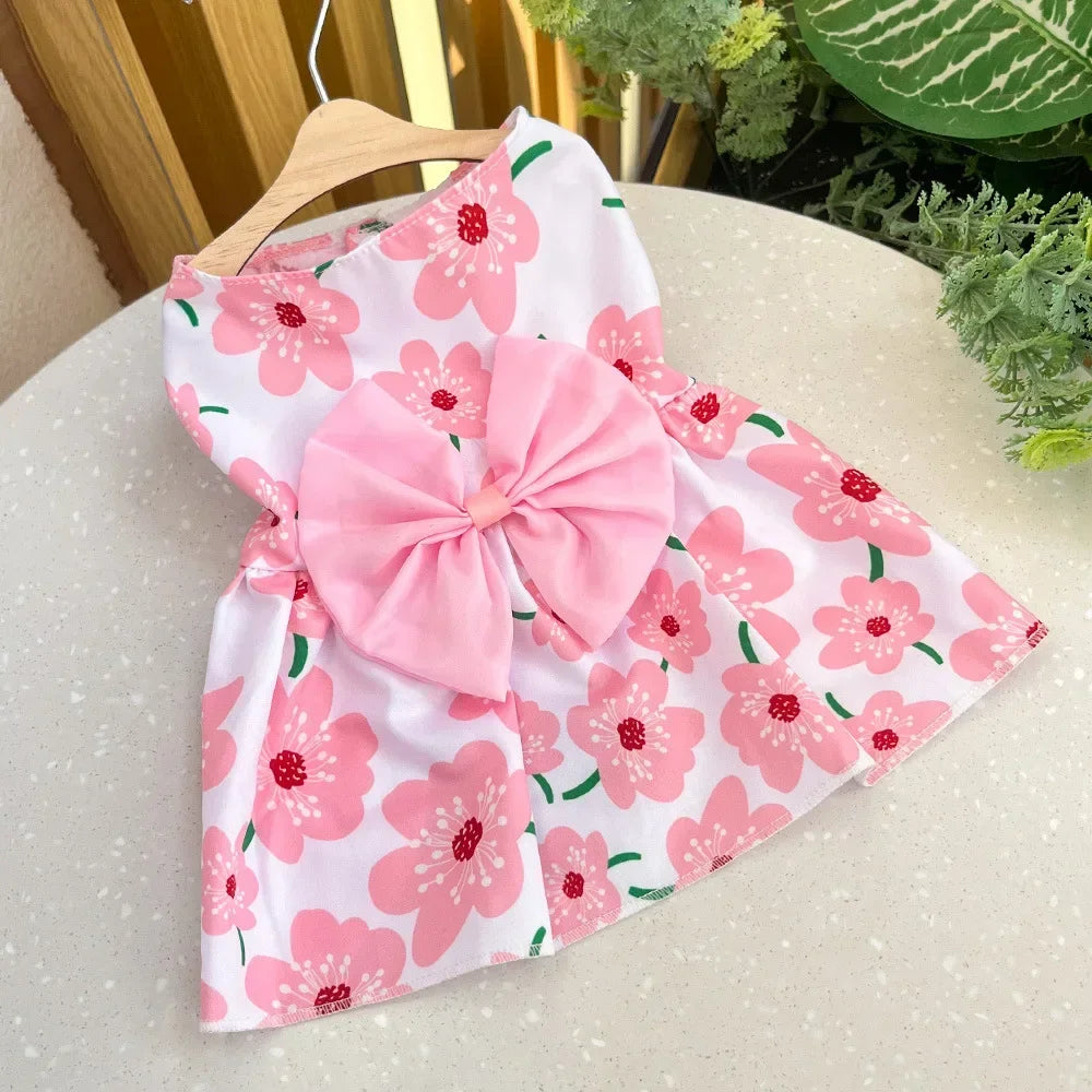 Puppy Skirt Spring Summer Dog Princess Dress Pet Skirt Cute Dog Dress Bow Lace for Small Medium Puppy Poodle Chihuahua Dog Cloth