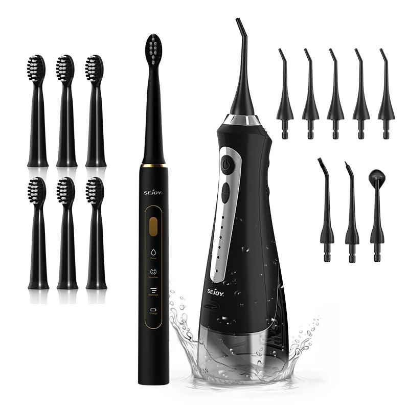 SEJOY Irrigator Dental + Electric Toothbrush Set Water Flosser Mouth Teeth Cleaning Machine For Home