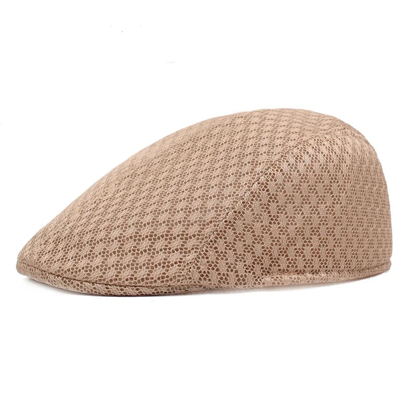2025 New Summer Casual Beret Hat Unisex Mesh Flat Caps Newsboy Style adjustablr Fashion Breathable Summer Hat for Women Men Caps