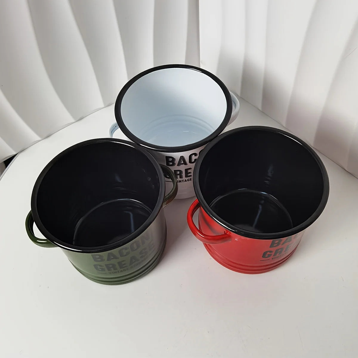 1pc Large Capacity Enamel Oil Pot with Lid - Rust-Resistant Grease Container for Home Kitchen Use Cooking Oil Storage Canister