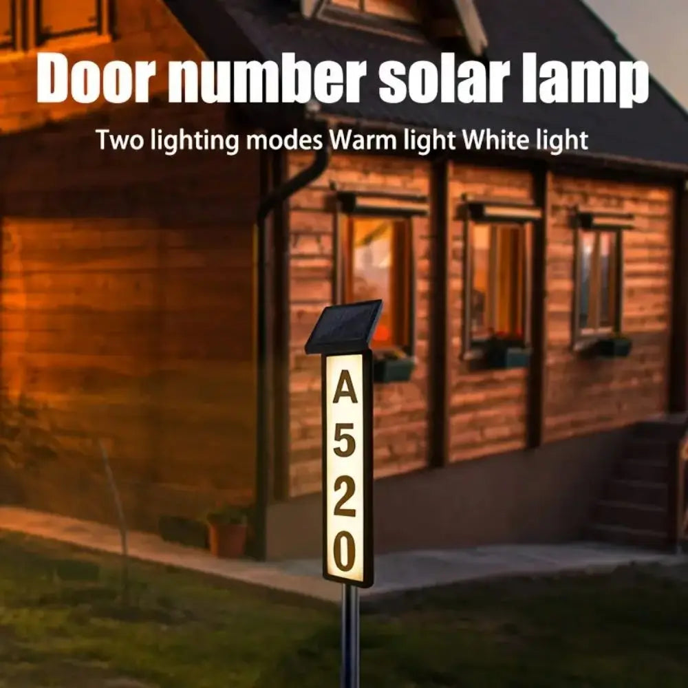 1 pc Solar Light Powered House Number, Address Sign With Lighting, Pole Mount, Smart Light Control, Automatically Lights Up From