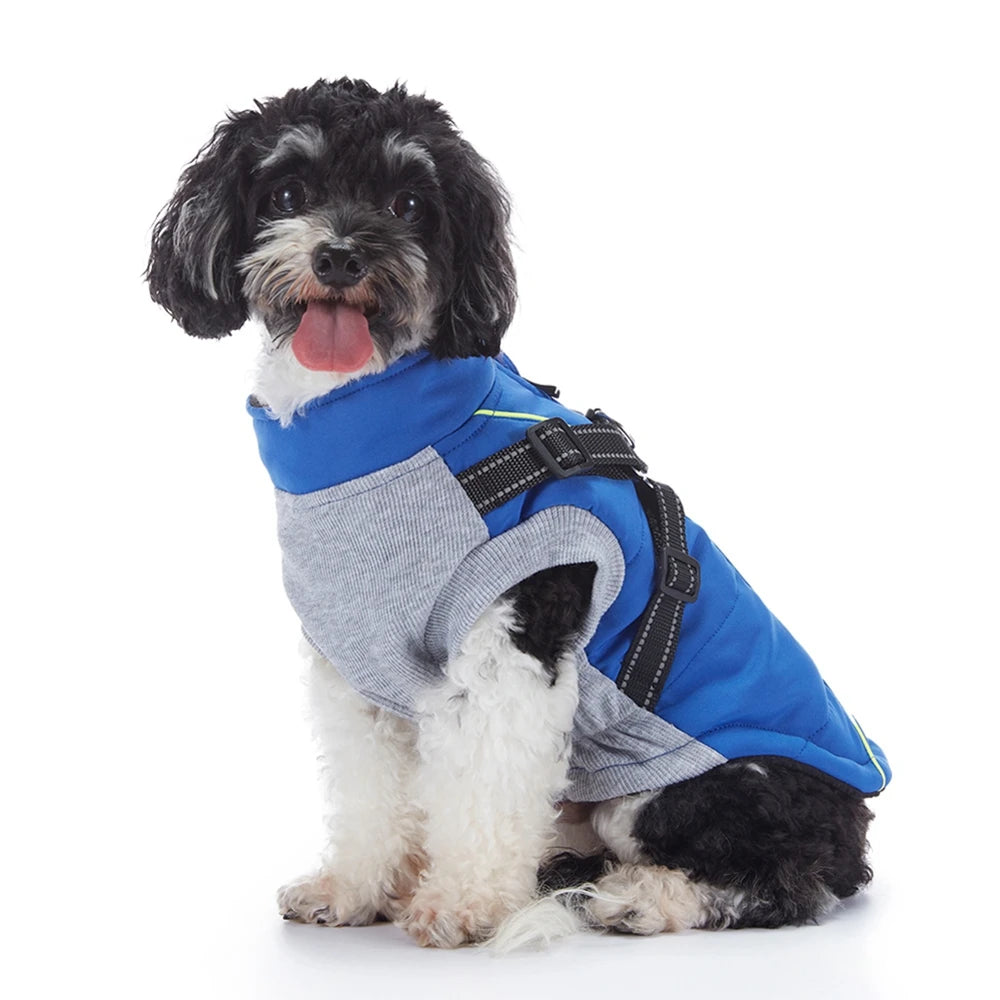 Pet Dog Waterproof Warm Jacket With Harness Reflective Dog Clothes For Small Large Dogs Coat Chihuahua French Bulldog Outfits