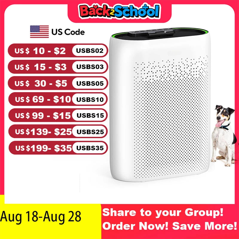 AROEVE Air Purifiers with Automatic Air Detection Cover 1095 Sq.Ft Impressive Filter Layer Remove Dust, Smoke,Odor Pet Dander
