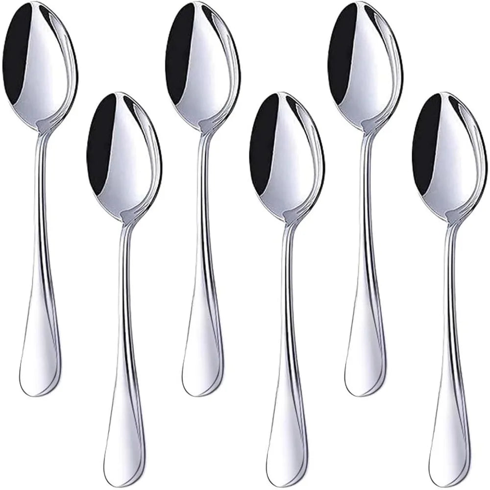 Teaspoons Stainless Steel, 6 Piece Dinner Spoons Set 6.7 inches Dessert Spoons Use for Home, Kitchen or Restaurant
