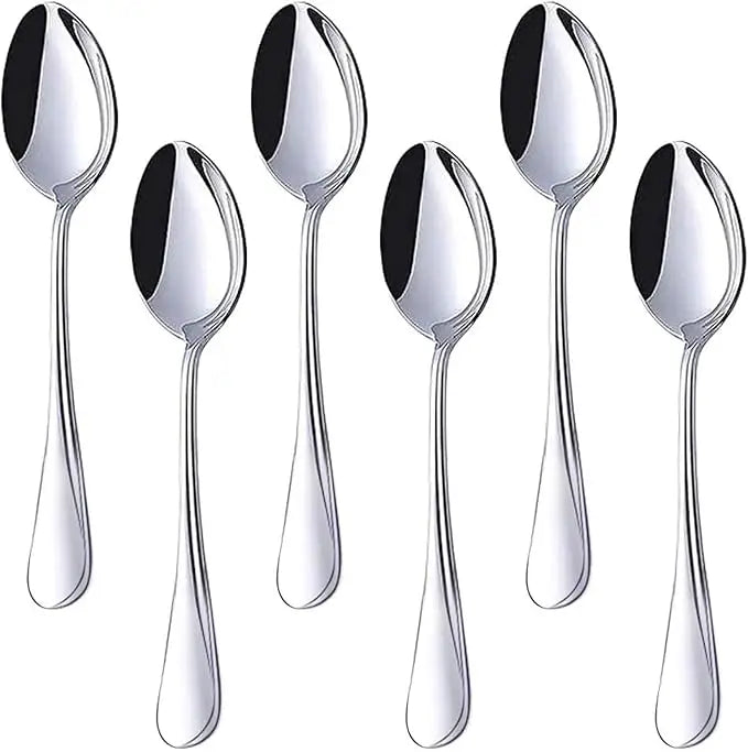 Teaspoons Stainless Steel, 6 Piece Dinner Spoons Set 6.7 inches Dessert Spoons Use for Home, Kitchen or Restaurant