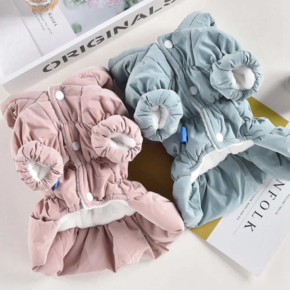 New Princess Dog Pet Warm Dress Hoodie Floral Bubble Skirt Girl Dog Cat Winter Coat Outfit Clothes 6 Sizes