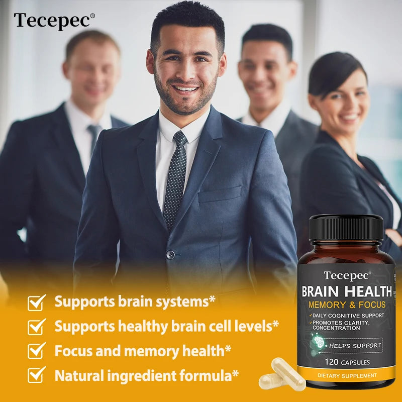 Brain Health Supplement Natural Capsules with Bacopa Monnieri Improve Memory and Focus Support Cognitive Clarity