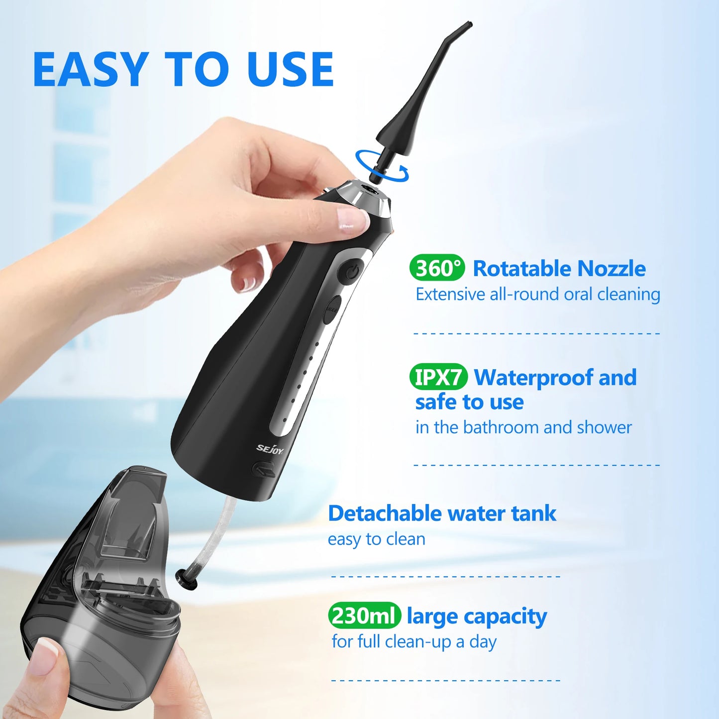 SEJOY Irrigator Dental + Electric Toothbrush Set Water Flosser Mouth Teeth Cleaning Machine For Home