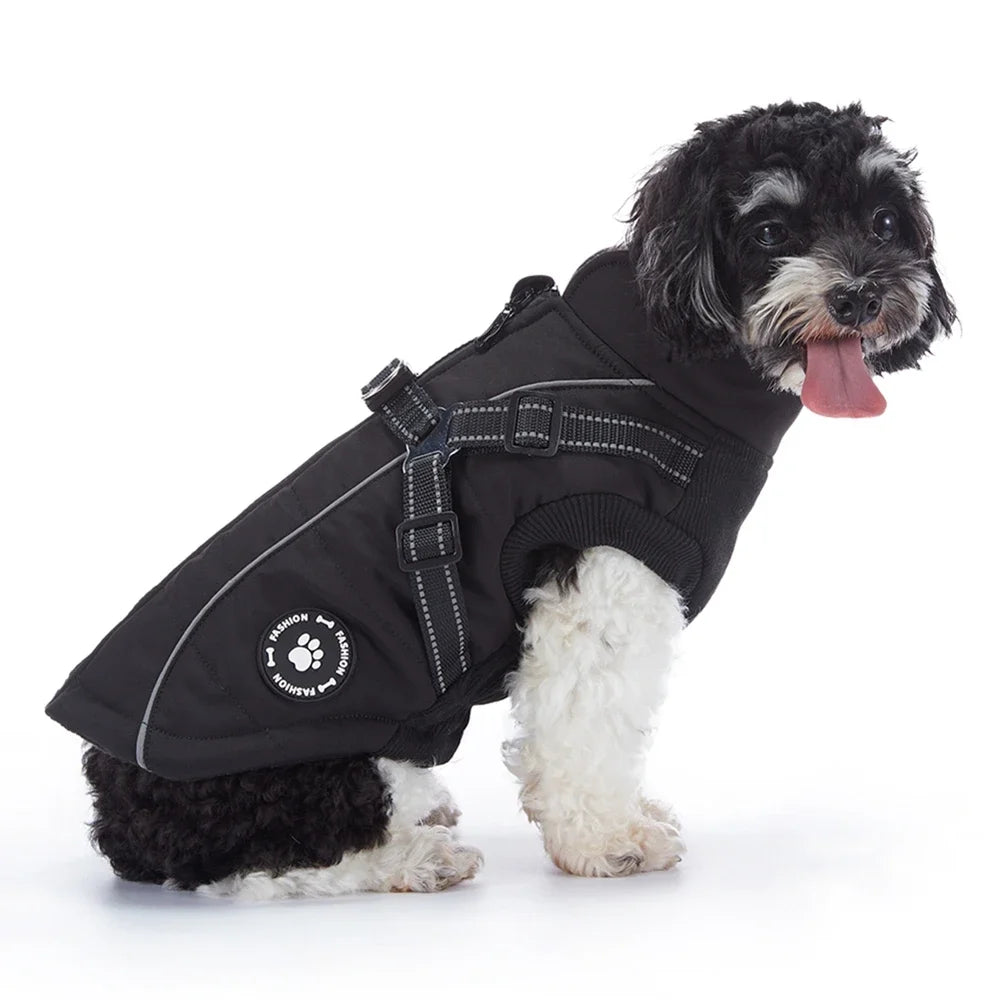Pet Dog Waterproof Warm Jacket With Harness Reflective Dog Clothes For Small Large Dogs Coat Chihuahua French Bulldog Outfits
