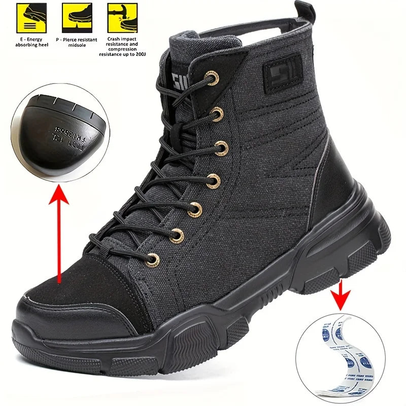Men's Industrial Safety Shoes Steel Toe Cap Anti Smash Anti Puncture Outsole Outdoor Indestructible Construction Work Shoes
