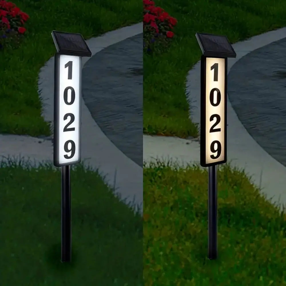 1 pc Solar Light Powered House Number, Address Sign With Lighting, Pole Mount, Smart Light Control, Automatically Lights Up From
