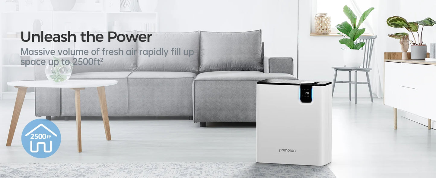 AROEVE Air Purifier 2500Ft² Coverage for Bedroom with Filter H13 HAPA Dual Purification Smart Auto Function CADR Timing Setting