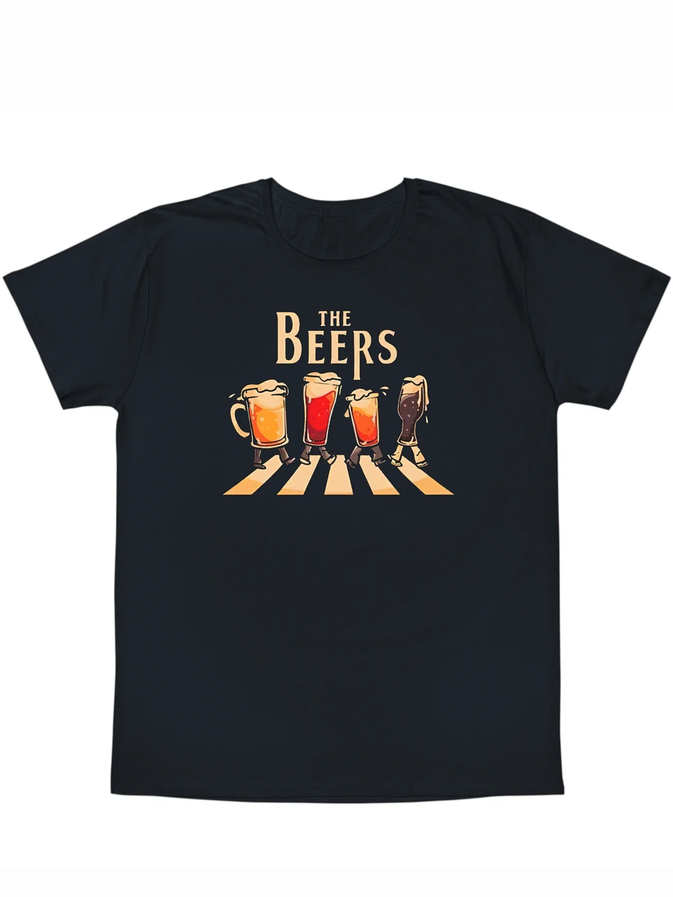 Men'S "The Beers" Graphic Black T-Shirt - Casual Cotton, Short Sleeve