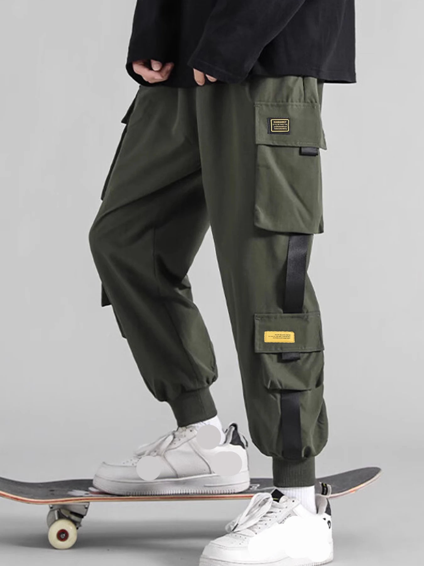 European and American muscle casual multi-pocket slim small foot overalls outdoor street trend micro flick pants