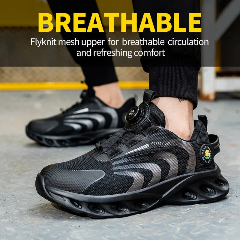 Lace-Free Breathable Lightweight Comfortable Anti-Smashing Anti-Puncture Safety Shoes