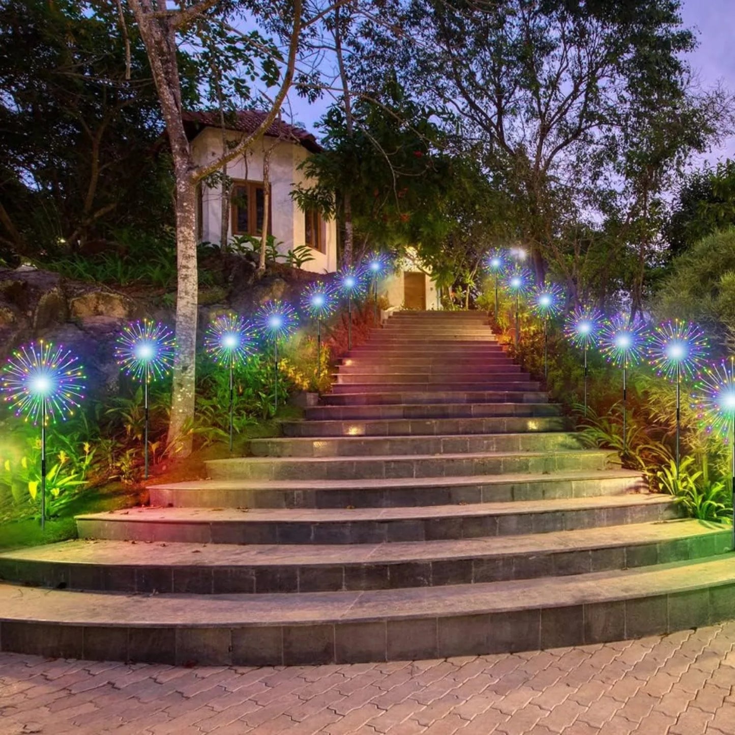 4 Pack Solar Firework String Lights IP65 Waterproof 8 Modes with Remote Outdoor Christmas Decor for Garden Patio Party