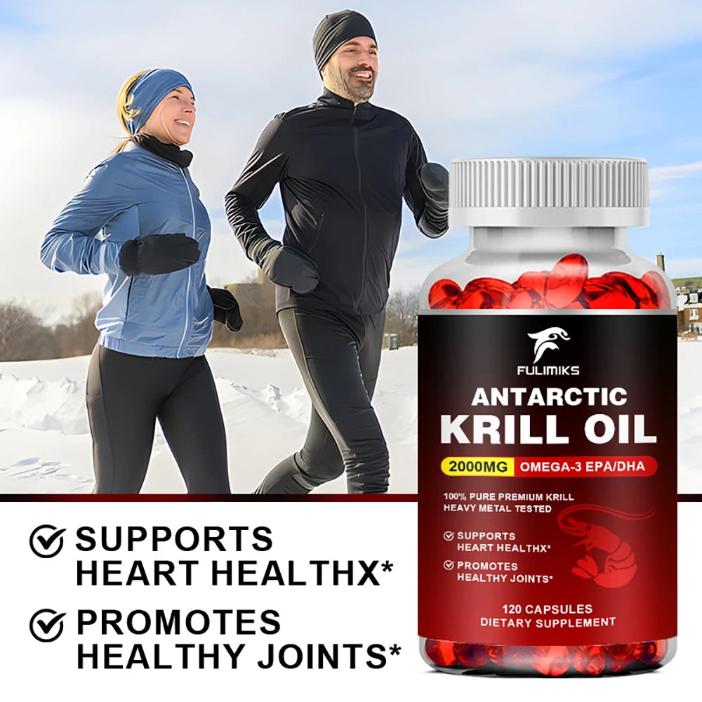 Antarctic Krill Oil 2000mg, Omega-3 EPA, DHA, with Astaxanthin Supplement Sourced from Red Krill, Maximum Strength- 120 Capsules