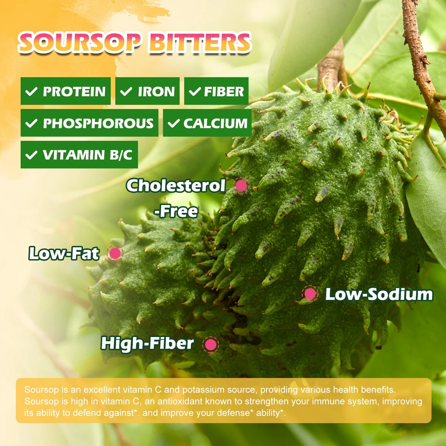 Beworths 60ml Soursop Graviola Extract Drops for Immunity and Kidney Health Detox and Antioxidation Gluten Free