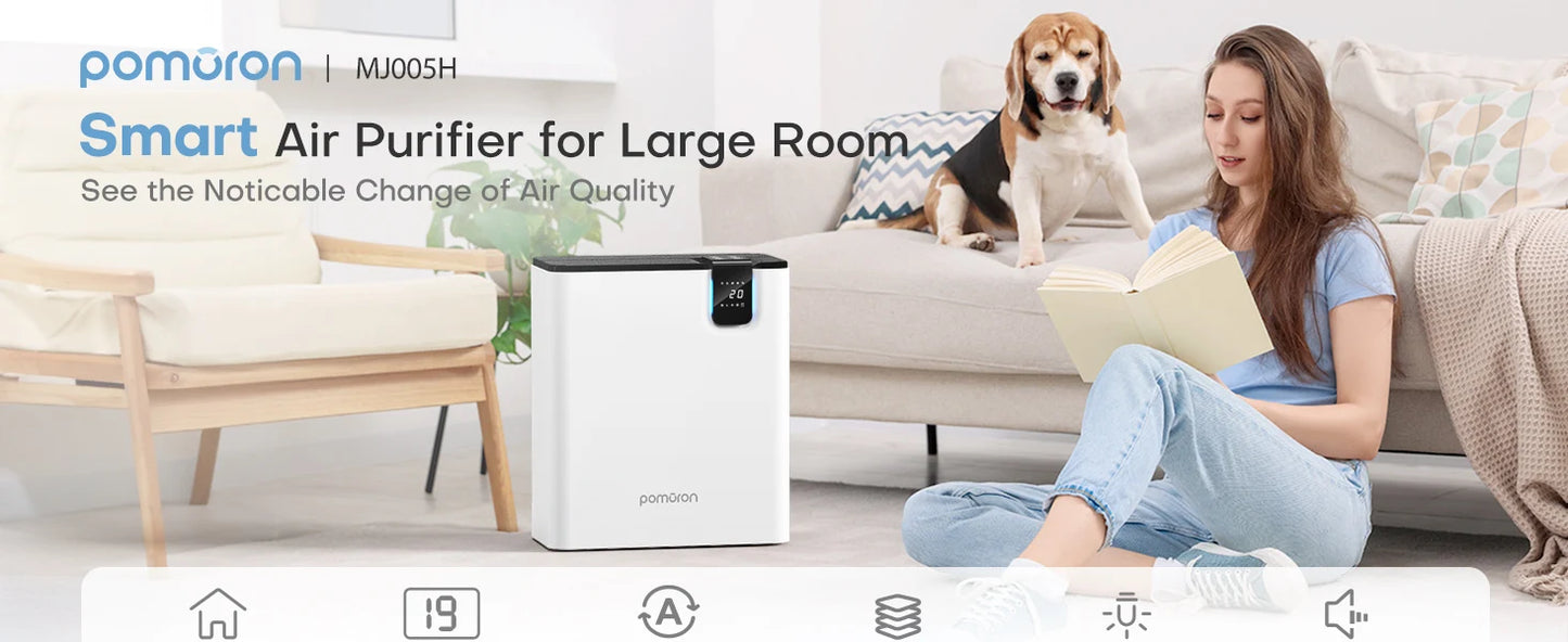 AROEVE Air Purifier 2500Ft² Coverage for Bedroom with Filter H13 HAPA Dual Purification Smart Auto Function CADR Timing Setting