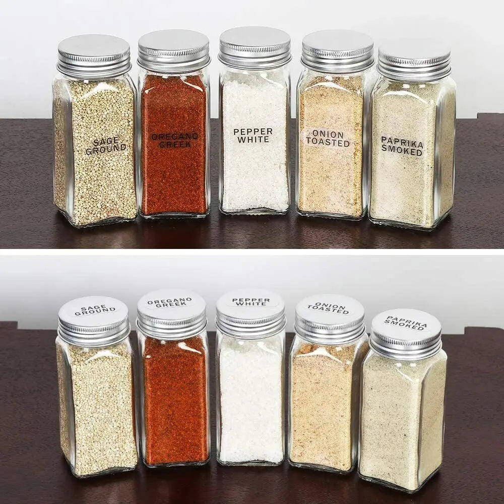24 household kitchen seasoning bottles with labels customizable for easy access and cleaning