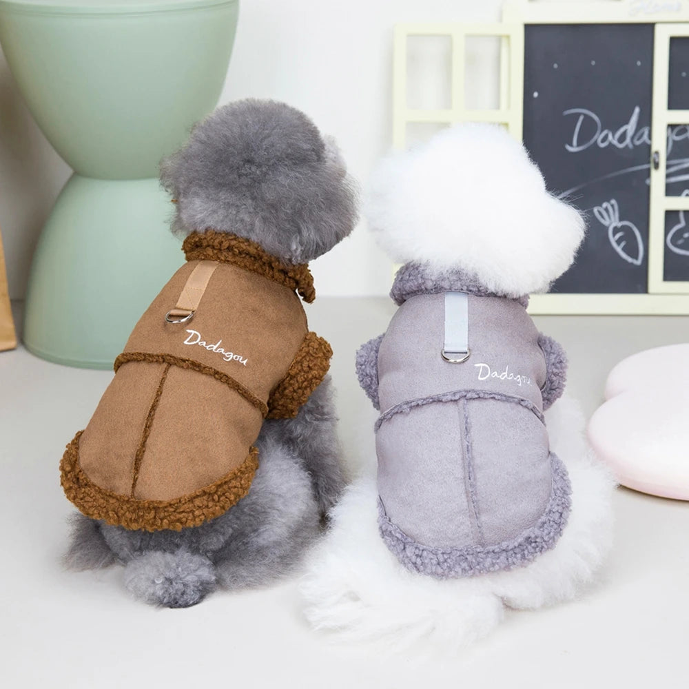 British Style Dog Jacket Lamb Fleece Winter Dog Clothes for Small Dogs Puppy Costume Chihuahua Warm Coat Pet Pug Yorkie Outfits
