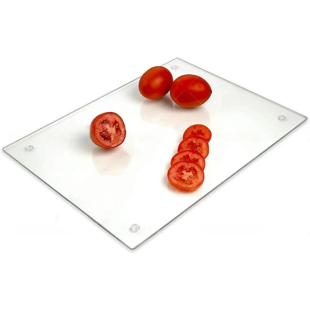 Tempered Glass Cutting Board – Long Lasting Clear – Scratch Resistant, Shatter, Dishwasher Safe. (Large 12x16")