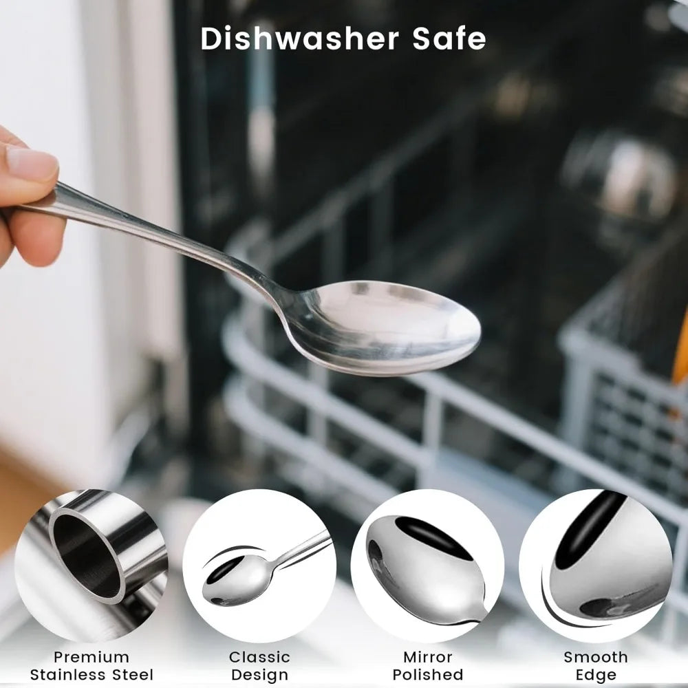 Teaspoons Stainless Steel, 6 Piece Dinner Spoons Set 6.7 inches Dessert Spoons Use for Home, Kitchen or Restaurant