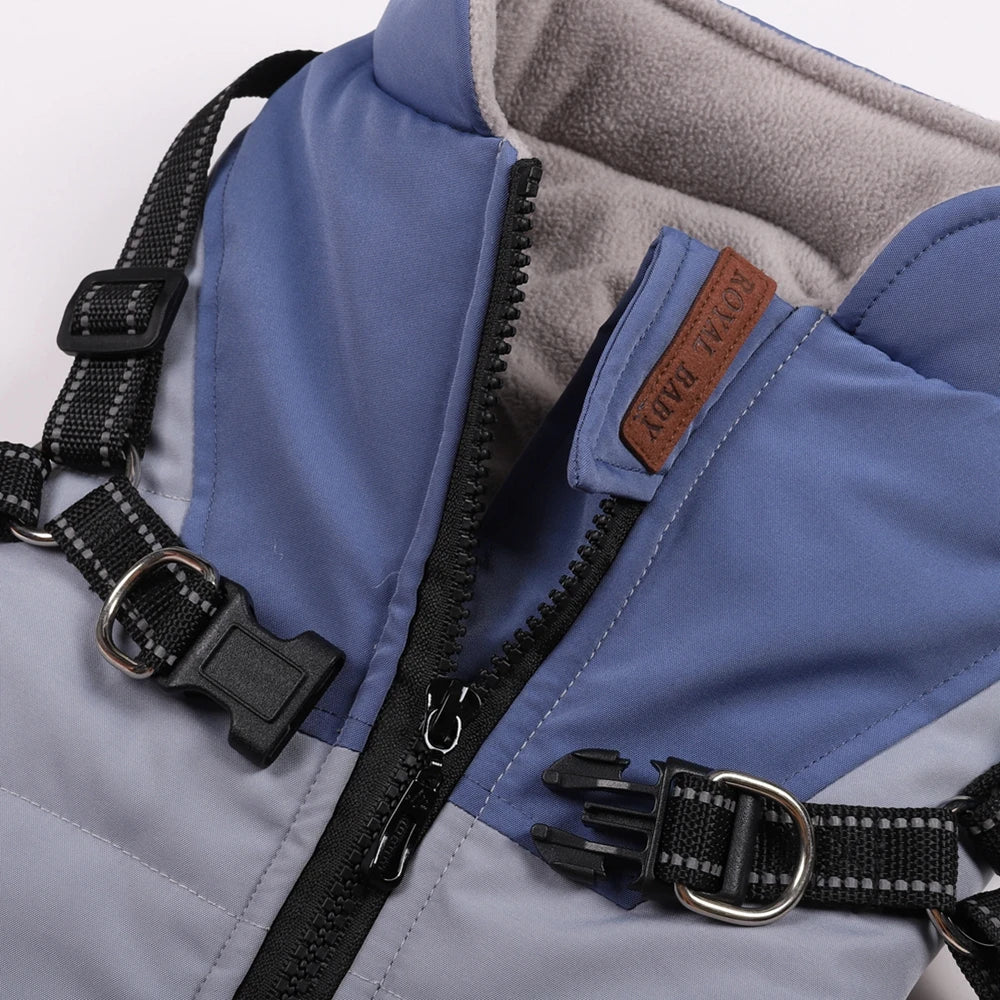 Winter Pet Dog Jacket With Harness Warm Dog Clothes For Labrador Waterproof Big Dog Coat Chihuahua French Bulldog Outfits