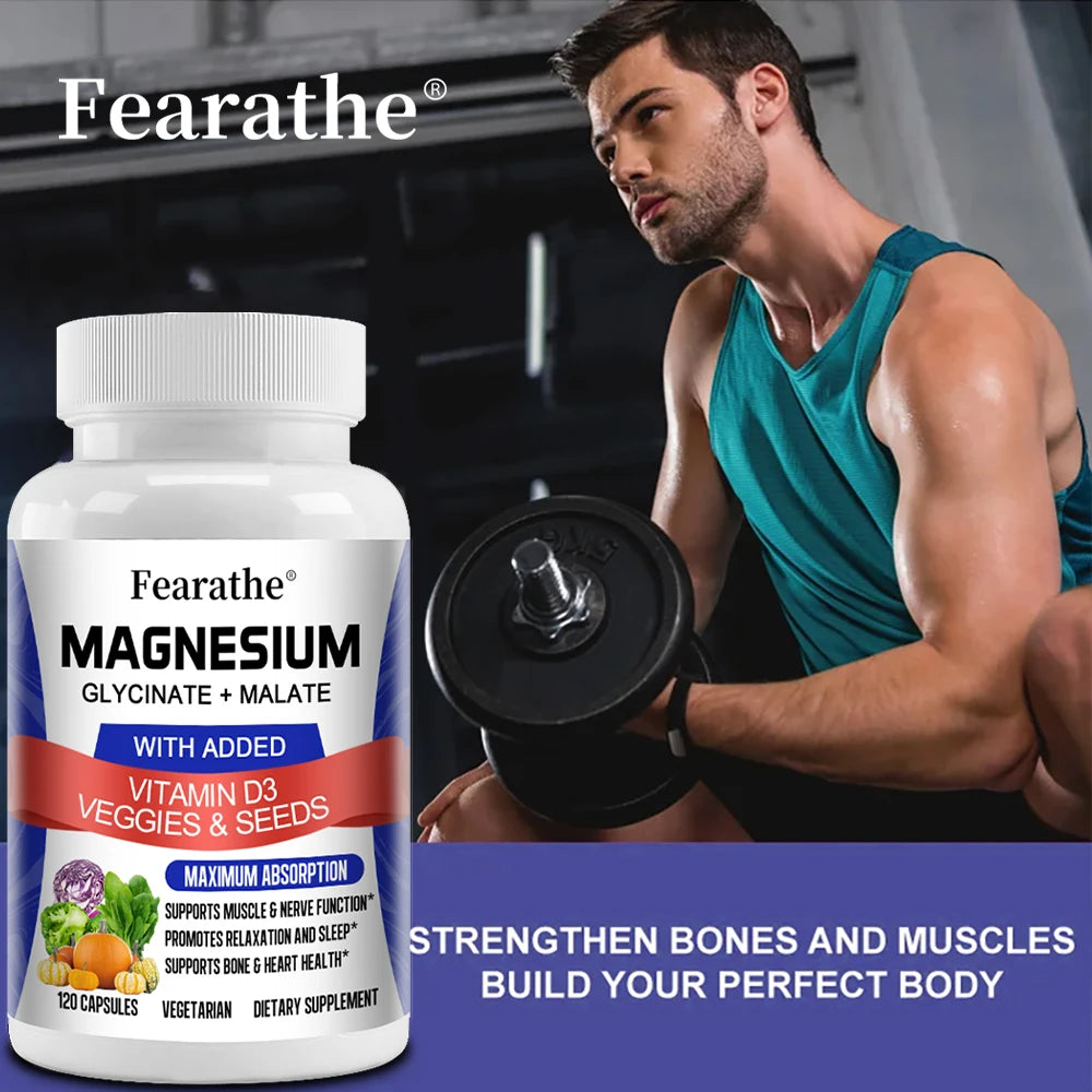 Magnesium Capsules Magnesium Malate and Glycinate Supplement Boosts Immunity Promotes Heart Health and Strong Bones