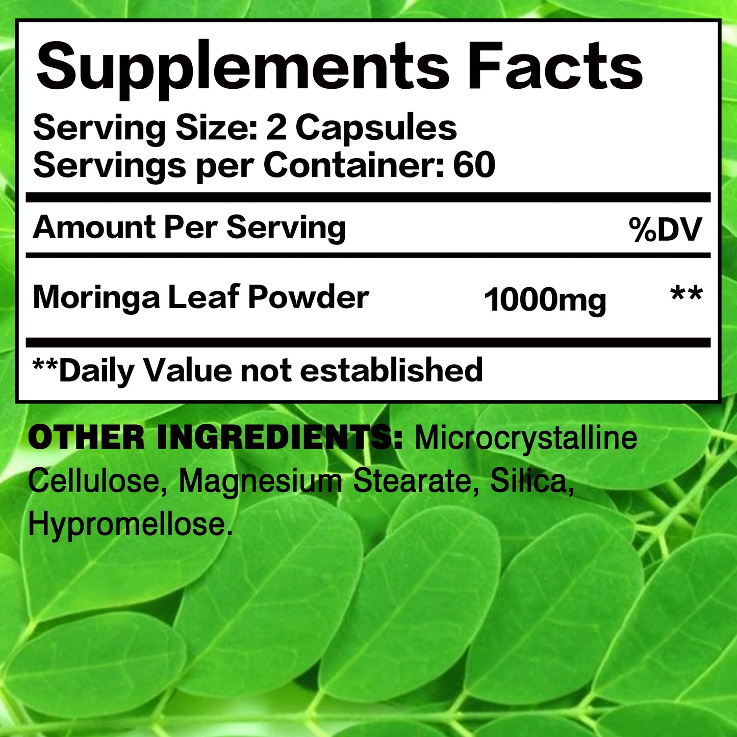 Moringa Immune System Energy and Metabolism Natural Anti-Inflammatory Helps Detox and Fat Burn 120 Capsules