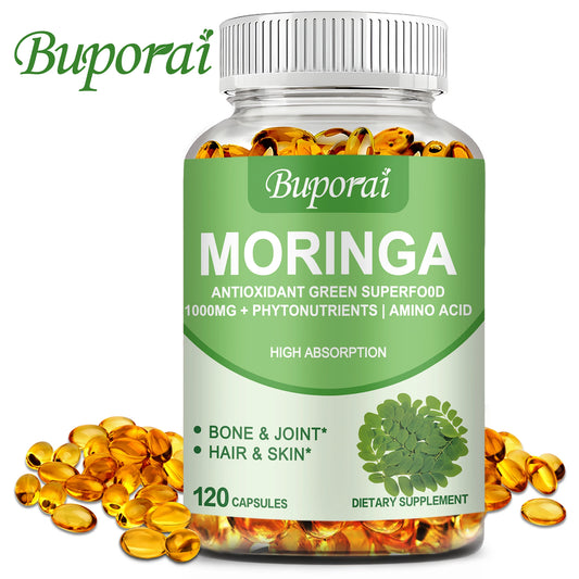 Moringa Immune System Energy and Metabolism Natural Anti-Inflammatory Helps Detox and Fat Burn 120 Capsules