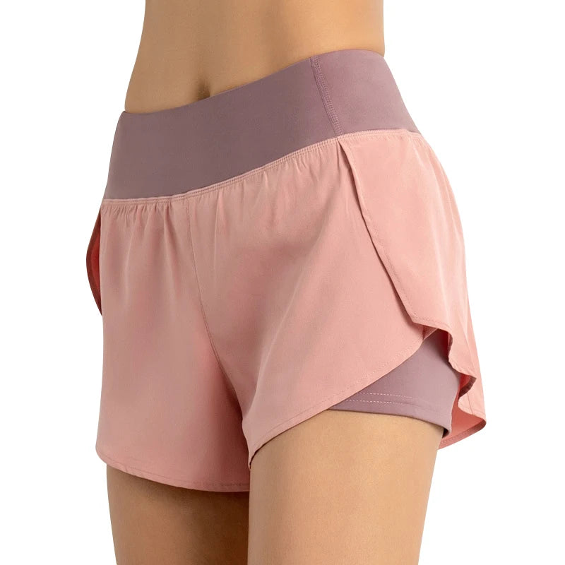 2024 Hot Sale Women's High Elasticity Fitness Shorts Ladies Quick Dry Double Layer Shorts With Pocket Summer Shorts