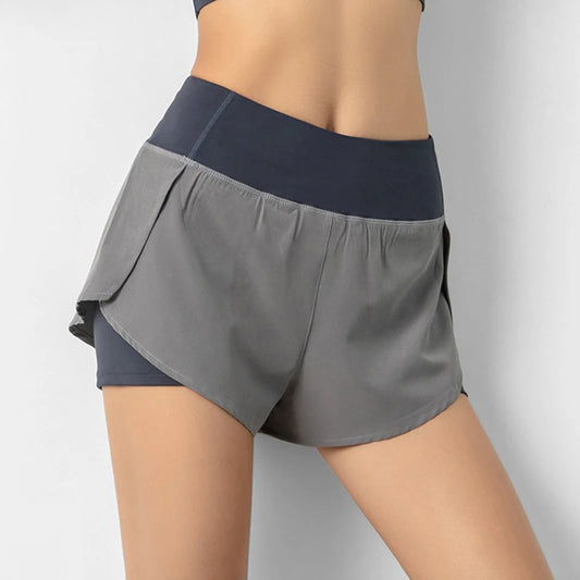 2024 Hot Sale Women's High Elasticity Fitness Shorts Ladies Quick Dry Double Layer Shorts With Pocket Summer Shorts