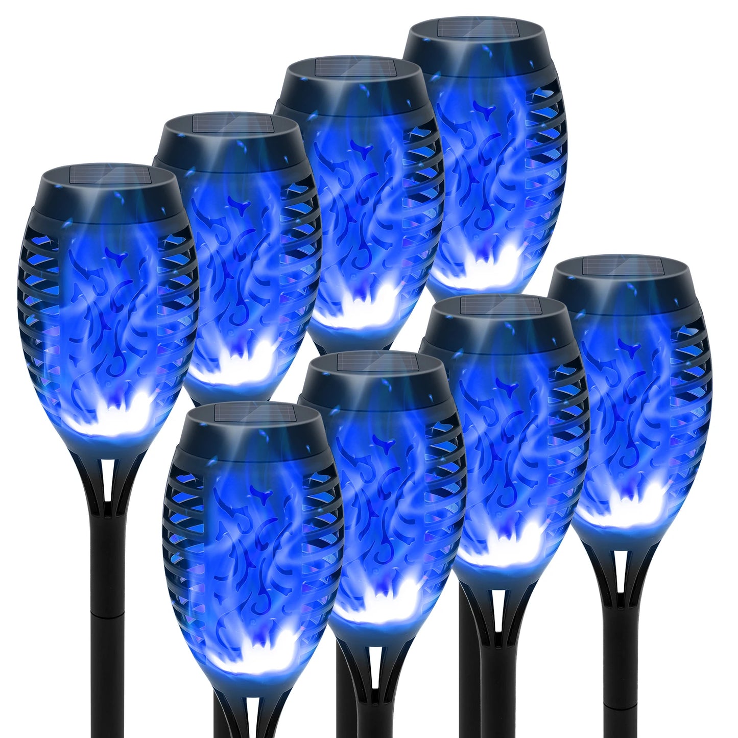 8 Pack Solar Lights Outdoor Blue Solar Torch Flickering Flame Waterproof Garden Decor Solar Landscape Decoration for Lawn Yard