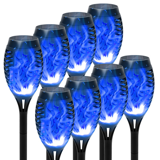 8 Pack Solar Lights Outdoor Blue Solar Torch Flickering Flame Waterproof Garden Decor Solar Landscape Decoration for Lawn Yard
