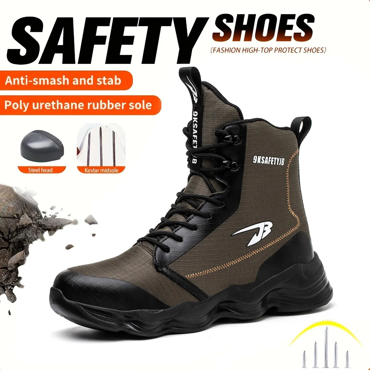 Fashionable Breathable Anti-Smash and Anti-Puncture Safety Shoes for Men