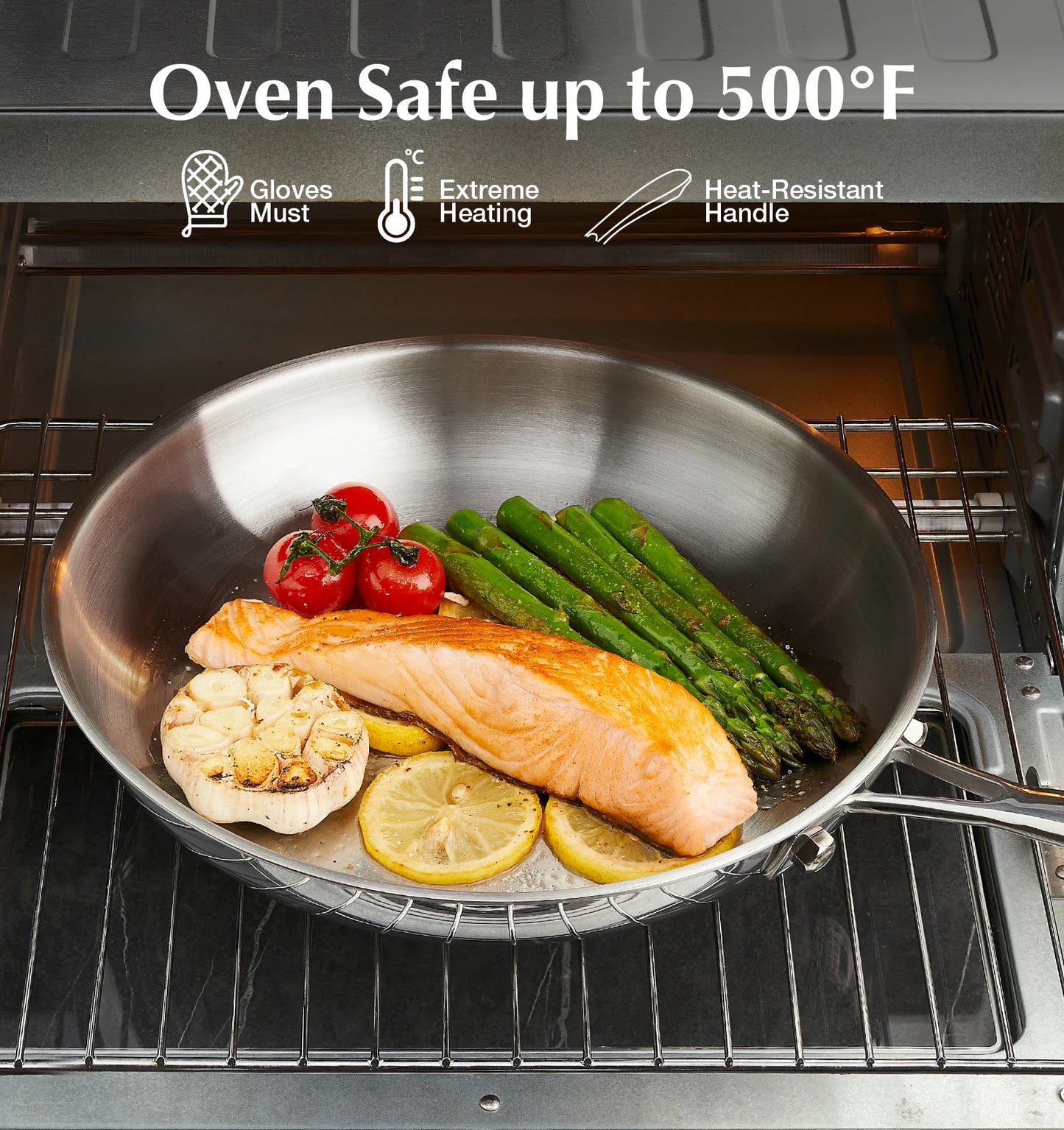 KOCH SYSTEME CS Stainless Steel Pan 10 Inch, Tri-Ply Stainless Steel Frying Pan with Stay-Cool Handle, Oven Safe