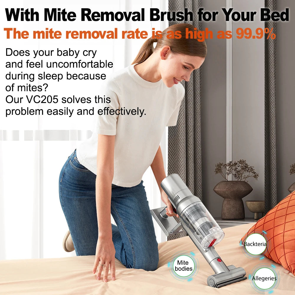 Cordless Handheld Vacuum Cleaner 27000PA Touch Screen Smart Dust Sensor Auto Speed Control for Home Bed Carpet Cleaning