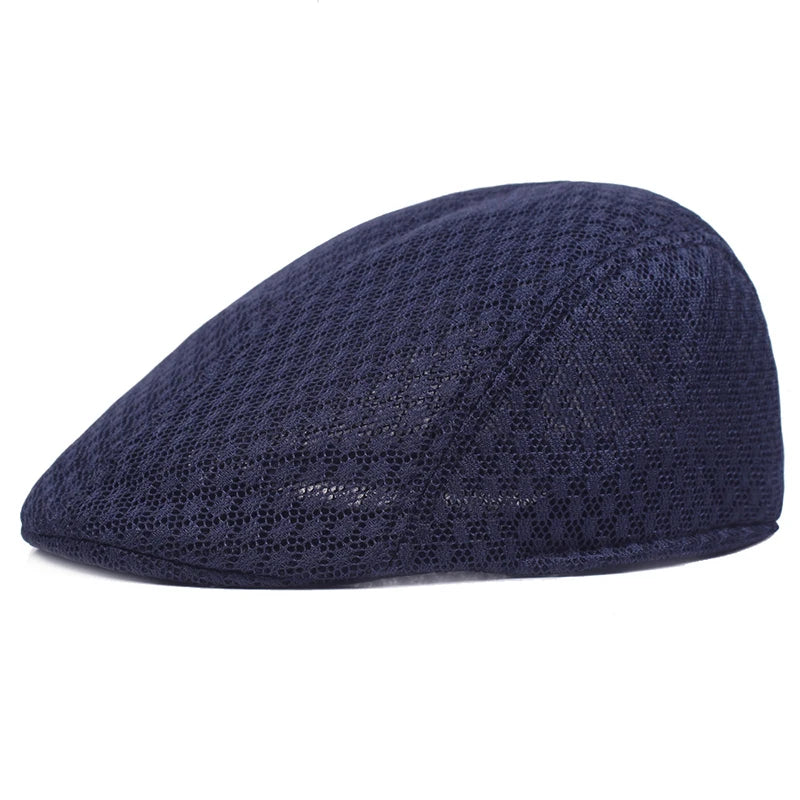 2025 New Summer Casual Beret Hat Unisex Mesh Flat Caps Newsboy Style adjustablr Fashion Breathable Summer Hat for Women Men Caps